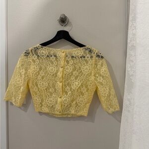 Vintage Yellow Lace Cropped Top
